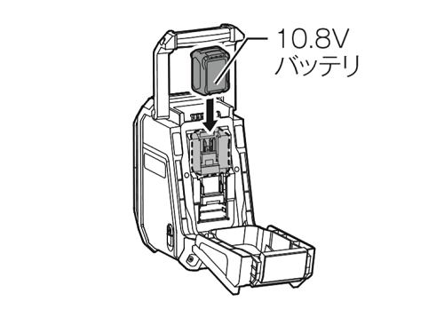 Makita　充電式ラジオ　MR113　バッテリ取付け方　①　10.8V